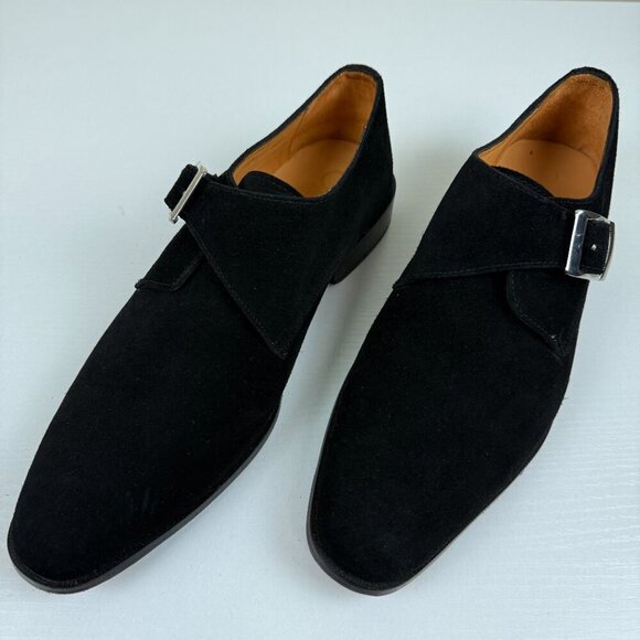 Like New Carlos Santos Black Suede Single Buckle Strap Loafer main image 4